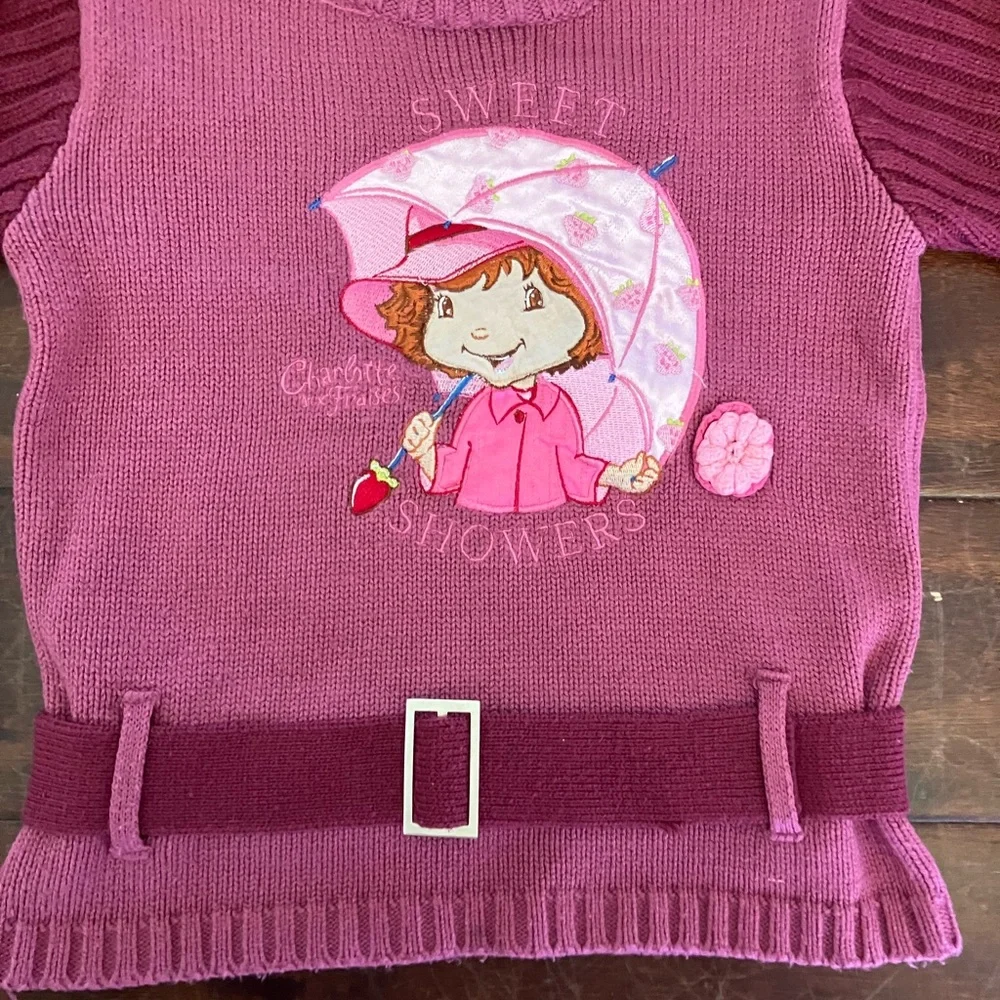 2007 Y2K Strawberry Shortcake Sweet Shower Umbrella Sweater with built in belt